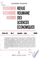 Revue Roumaine Des Sciences Économiques