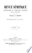 Revue sémitique d'épigraphie d'historie ancienne