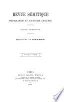 Revue sémitique d'épigraphie et d'histoire ancienne