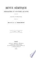 Revue sémitique d'épigraphie et d'histoire ancienne