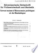 Revue suisse d'economie politique et de statistique