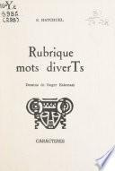 Rubriques mots diverTs