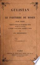 Sadi Gulistan ou le parterre des roses