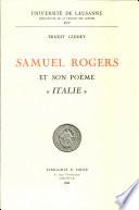Samuel Rogers et son poem̀e Italie.