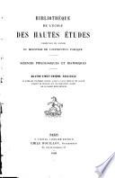 Sciences historiques et philologiques