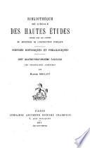 Sciences historiques et philologiques