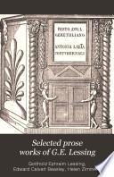 Selected Prose Works of G.E. Lessing