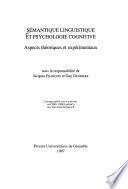 Sémantique linguistique et psychologie cognitive