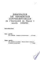 Séminaire de géométrie différentielle de l'Université de Nancy I, année 1982/83