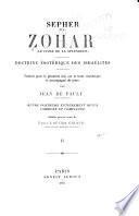 Sepher ha-Zohar (Le livre de la splendeur) doctrine ésotérique des Israélites