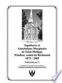 Sépultures et annotations marginales de Saint-Philippe, Windsor, comté de Richmond, 1873-2005