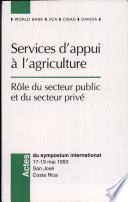 Services d'appui à l'agriculture