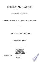 Sessional Papers of the Parliament of the Dominion of Canada