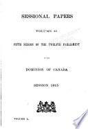 Sessional Papers of the Parliament of the Dominion of Canada