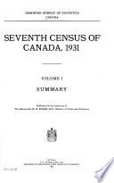 Seventh Census of Canada, 1931: Population, summary