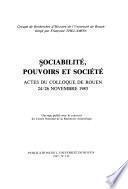 Sociabilité, pouvoirs et société