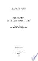 Solipsisme et intersubjectivité