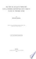 Solution de quelques problèmes dans la théorie arithmétique des cubiques planes du premier genre