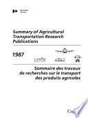Sommaire Des Travaux de Recherches Sur Le Transport Des Produits Agricoles