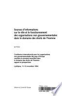 Sources d'informations sur le rôle et le fonctionnement des organisations non gouvernementales dans le domaine des droits de l'homme