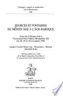 Sources et fontaines du Moyen Age à l'âge baroque