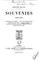 Souvenirs (1829-1830)