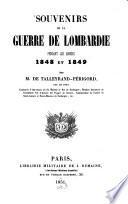 Souvenirs de la guerre de Lombardie pendant les années 1848 et 1849