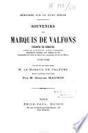 Souvenirs du Marquis de Valfons vicomte de Sebourg