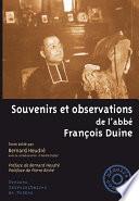 Souvenirs et observations de l’abbé François Duine