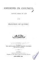 Statutes of the Province of Quebec Passed in the Session Held in the ... Year of the Reign