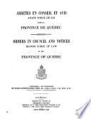 Statuts de la Province de Québec ...