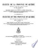Statuts de la Province de Québec ...