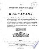 Statuts Provinciaux de Bas-Canada