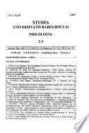 Studia Universitatis Babeș-Bolyai