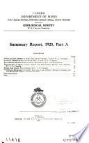 Summary Report of the Geological Survey Department