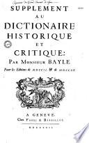Supplément au dictionnaire historique, pour les éditions de 1702 et 1715