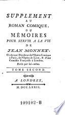 Supplement au Roman comique ou Memoires pour servir a (sa) vie