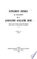Supplement critique au Bulletin de l'Association Guillaume Budé