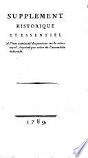 Supplément Historique Et Essentiel À l'état nominatif des pensions sur le trésor royale