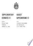 Supplementary Estimates