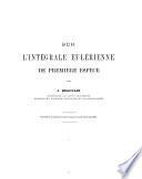 Sur l'intégrale eulérienne de première espèce
