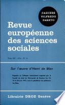 Sur l'oeuvre d'Henri de Man