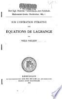 Sur l'opération itérative des équations de Lagrange