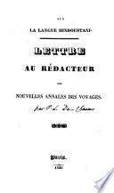 Sur la langue hindoustani, lettre [signed P.L. Du Chaume].
