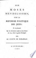 Sur Moses Mendelssohn, sur la reforme politique des Juifs