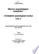 Œuvres acarologiques complètes: Publications sur les acariens de 1954 à 1958