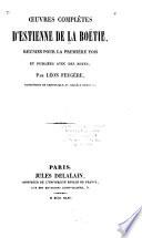 Œuvres complètes d'Estienne de La Boëtie