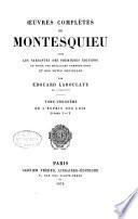 Œuvres complètes de Montesquieu: De l'esprit des lois, livre I-X