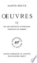Œuvres: Fin des portraits littéraires. Portraits de femmes