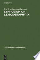 Symposium on Lexicography IX